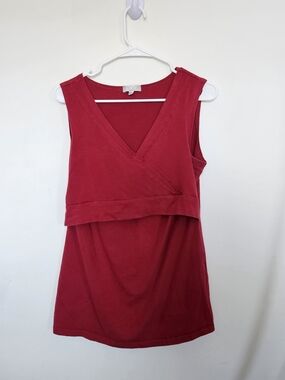 Bedondine Maternity Nursing Tank Top Sleeveless V-Neck Red XXL🔥